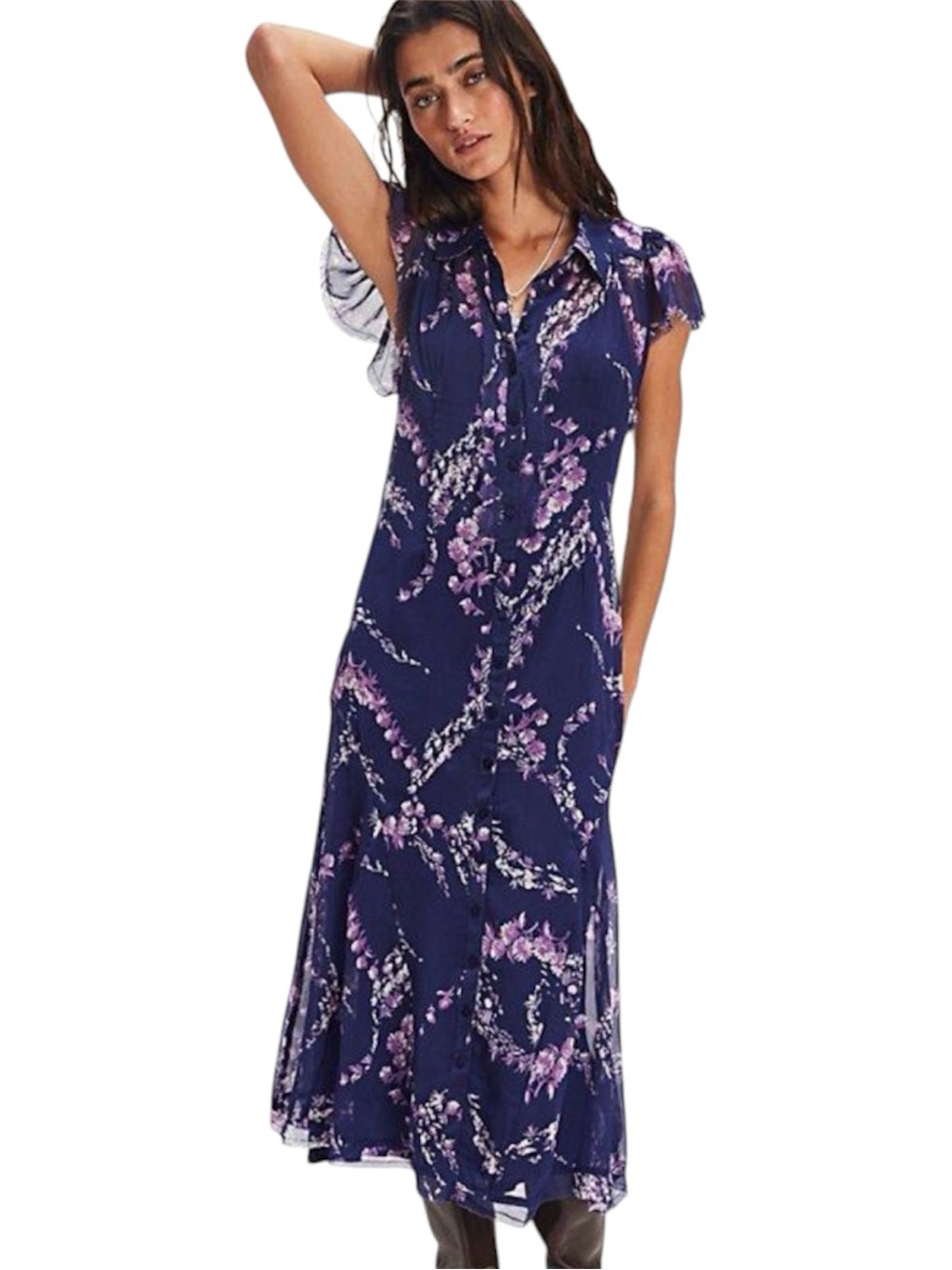 Free People Navy Combo Cannaday Maxi  Dress Size Small